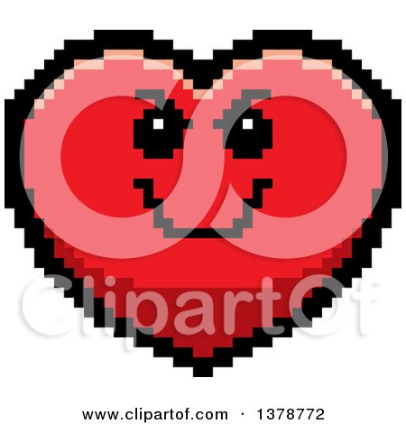Clipart of a Grinning Evil Heart Character in 8 Bit Style - Royalty Free Vector Illustration by Cory Thoman