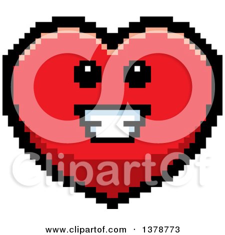 Clipart of a Happy Heart Character in 8 Bit Style - Royalty Free Vector Illustration by Cory Thoman
