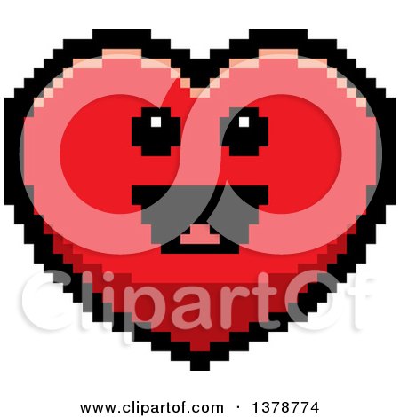 Clipart of a Happy Heart Character in 8 Bit Style - Royalty Free Vector Illustration by Cory Thoman