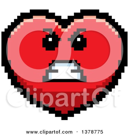 Clipart of a Mad Heart Character in 8 Bit Style - Royalty Free Vector Illustration by Cory Thoman