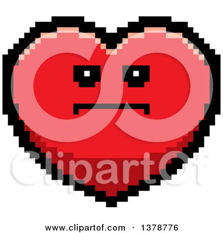 Clipart of a Serious Heart Character in 8 Bit Style - Royalty Free Vector Illustration by Cory Thoman