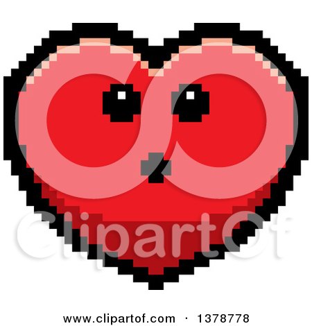 Clipart of a Surprised Heart Character in 8 Bit Style - Royalty Free Vector Illustration by Cory Thoman