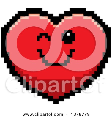 Clipart of a Winking Heart Character in 8 Bit Style - Royalty Free Vector Illustration by Cory Thoman