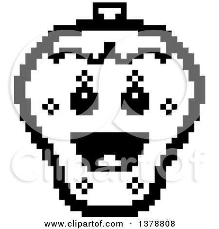 Clipart of a Black and White Happy Strawberry Character in 8 Bit Style - Royalty Free Vector Illustration by Cory Thoman