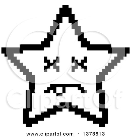 Clipart of a Black and White Dead Star Character in 8 Bit Style - Royalty Free Vector Illustration by Cory Thoman
