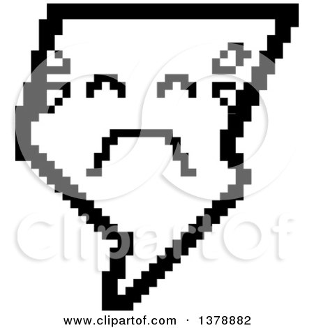 Clipart of a Black and White Crying Lightning Bolt Character in 8 Bit Style - Royalty Free Vector Illustration by Cory Thoman