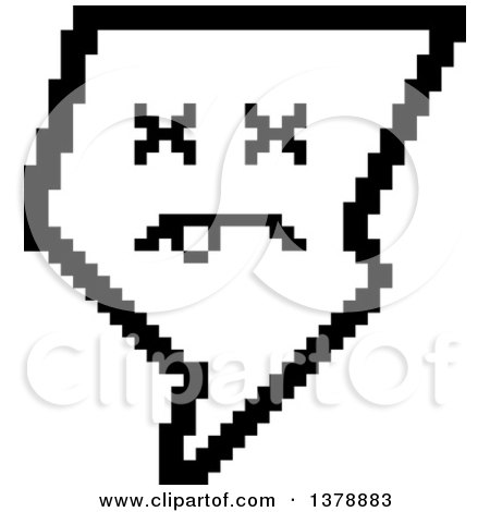 Clipart of a Black and White Dead Lightning Bolt Character in 8 Bit Style - Royalty Free Vector Illustration by Cory Thoman