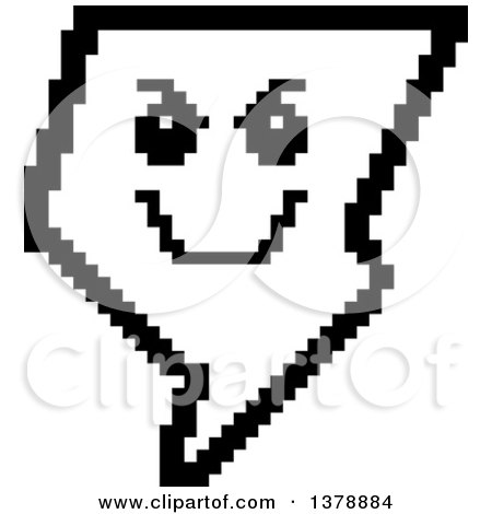 Clipart of a Black and White Grinning Evil Lightning Bolt Character in 8 Bit Style - Royalty Free Vector Illustration by Cory Thoman