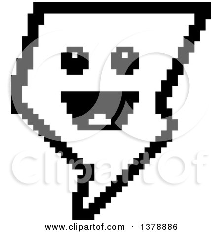 Clipart of a Black and White Happy Lightning Bolt Character in 8 Bit Style - Royalty Free Vector Illustration by Cory Thoman