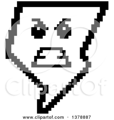 Clipart of a Black and White Mad Lightning Bolt Character in 8 Bit Style - Royalty Free Vector Illustration by Cory Thoman
