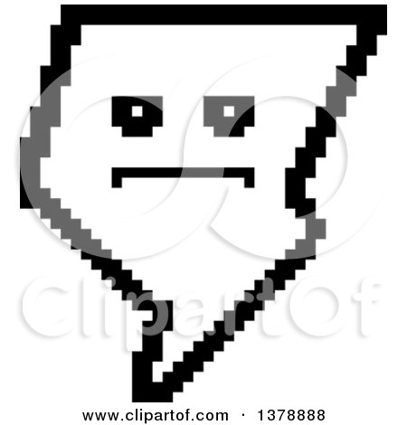 Clipart of a Black and White Serious Lightning Bolt Character in 8 Bit Style - Royalty Free Vector Illustration by Cory Thoman