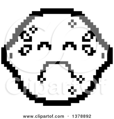 Clipart of a Black and White Crying Lemon Character in 8 Bit Style - Royalty Free Vector Illustration by Cory Thoman
