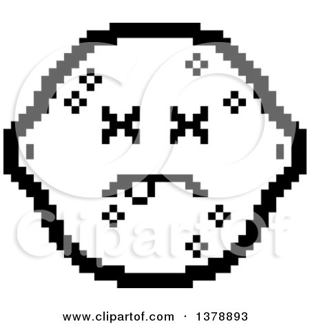 Clipart of a Black and White Dead Lemon Character in 8 Bit Style - Royalty Free Vector Illustration by Cory Thoman