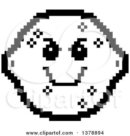 Clipart of a Black and White Grinning Evil Lemon Character in 8 Bit Style - Royalty Free Vector Illustration by Cory Thoman