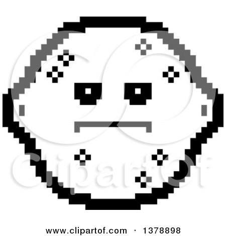 Clipart of a Black and White Serious Lemon Character in 8 Bit Style - Royalty Free Vector Illustration by Cory Thoman