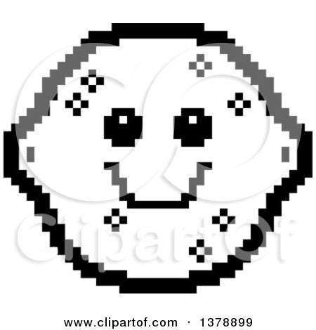 Clipart of a Black and White Happy Lemon Character in 8 Bit Style - Royalty Free Vector Illustration by Cory Thoman