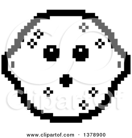 Clipart of a Black and White Surprised Lemon Character in 8 Bit Style - Royalty Free Vector Illustration by Cory Thoman