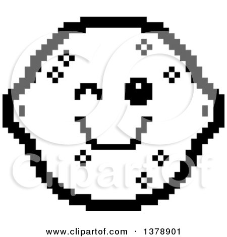 Clipart of a Black and White Winking Lemon Character in 8 Bit Style - Royalty Free Vector Illustration by Cory Thoman