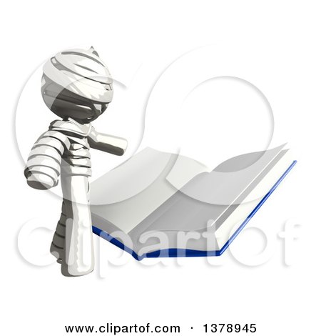 Clipart of a Fully Bandaged Injury Victim or Mummy Reading a Book - Royalty Free Illustration by Leo Blanchette