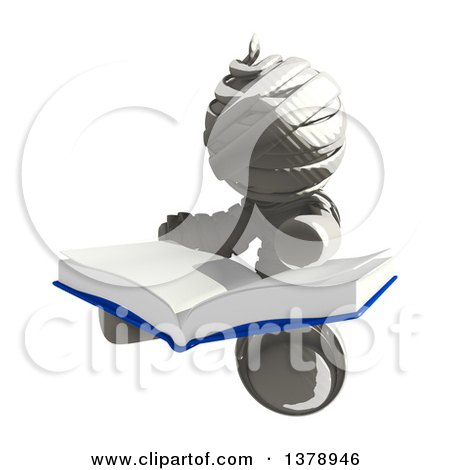 Clipart of a Fully Bandaged Injury Victim or Mummy Reading a Book - Royalty Free Illustration by Leo Blanchette