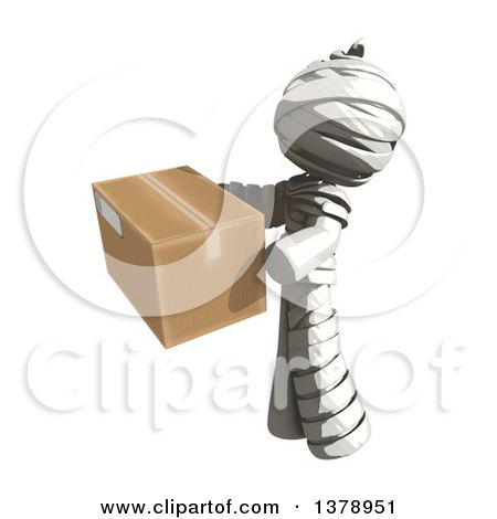 Clipart of a Fully Bandaged Injury Victim or Mummy Holding a Box - Royalty Free Illustration by Leo Blanchette