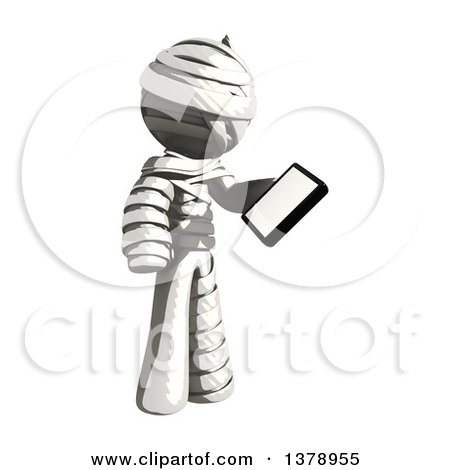 Clipart of a Fully Bandaged Injury Victim or Mummy Holding a Smart Phone - Royalty Free Illustration by Leo Blanchette