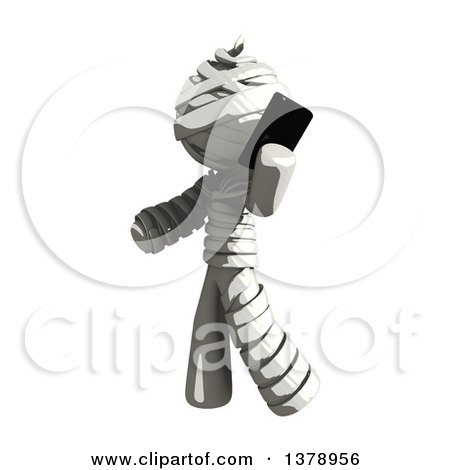 Clipart of a Fully Bandaged Injury Victim or Mummy Talking on a Smart Phone - Royalty Free Illustration by Leo Blanchette