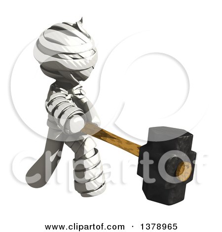 Clipart of a Fully Bandaged Injury Victim or Mummy Swinging a Sledgehammer - Royalty Free Illustration by Leo Blanchette