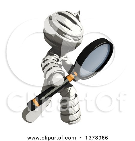 Clipart of a Fully Bandaged Injury Victim or Mummy Searching with a Magnifying Glass - Royalty Free Illustration by Leo Blanchette