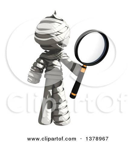 Clipart of a Fully Bandaged Injury Victim or Mummy Searching with a Magnifying Glass - Royalty Free Illustration by Leo Blanchette