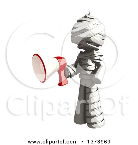 Clipart of a Fully Bandaged Injury Victim or Mummy Holding a Megaphone - Royalty Free Illustration by Leo Blanchette