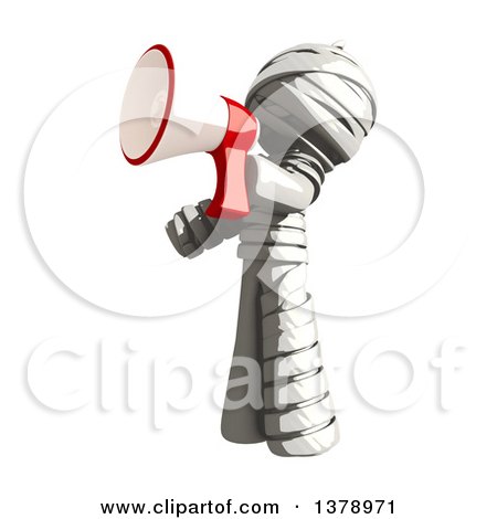 Clipart of a Fully Bandaged Injury Victim or Mummy Holding a Megaphone - Royalty Free Illustration by Leo Blanchette