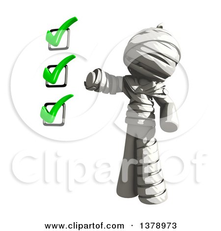 Clipart of a Fully Bandaged Injury Victim or Mummy with a to Do List - Royalty Free Illustration by Leo Blanchette