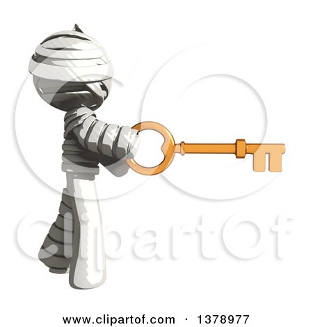 Clipart of a Fully Bandaged Injury Victim or Mummy Holding a Key - Royalty Free Illustration by Leo Blanchette