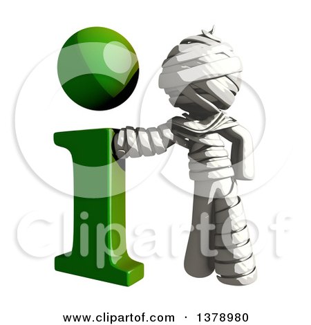 Clipart of a Fully Bandaged Injury Victim or Mummy with an I Information Icon - Royalty Free Illustration by Leo Blanchette