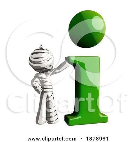Clipart of a Fully Bandaged Injury Victim or Mummy with an I Information Icon - Royalty Free Illustration by Leo Blanchette
