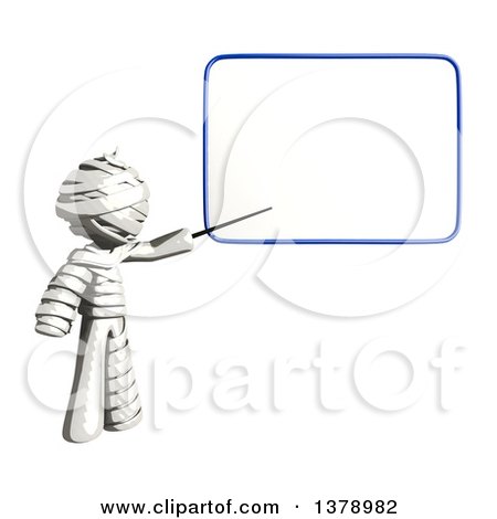 Clipart of a Fully Bandaged Injury Victim or Mummy Pointing to a White Board - Royalty Free Illustration by Leo Blanchette