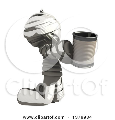 Clipart of a Fully Bandaged Injury Victim or Mummy Begging with a Can - Royalty Free Illustration by Leo Blanchette
