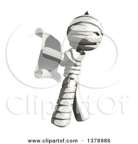 Clipart of a Fully Bandaged Injury Victim or Mummy Reading a Scroll - Royalty Free Illustration by Leo Blanchette