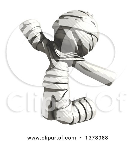 Clipart of a Fully Bandaged Injury Victim or Mummy Jumping - Royalty Free Illustration by Leo Blanchette