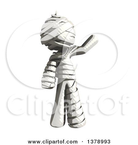 Clipart of a Fully Bandaged Injury Victim or Mummy Waving - Royalty Free Illustration by Leo Blanchette