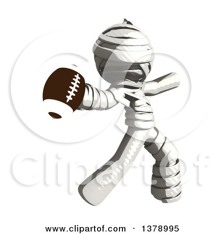 Clipart of a Fully Bandaged Injury Victim or Mummy Throwing a Football - Royalty Free Illustration by Leo Blanchette