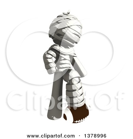 Clipart of a Fully Bandaged Injury Victim or Mummy Resting a Foot on a Football - Royalty Free Illustration by Leo Blanchette