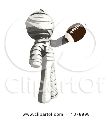 Clipart of a Fully Bandaged Injury Victim or Mummy Holding a Football - Royalty Free Illustration by Leo Blanchette