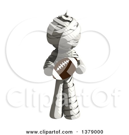 Clipart of a Fully Bandaged Injury Victim or Mummy Holding a Football - Royalty Free Illustration by Leo Blanchette