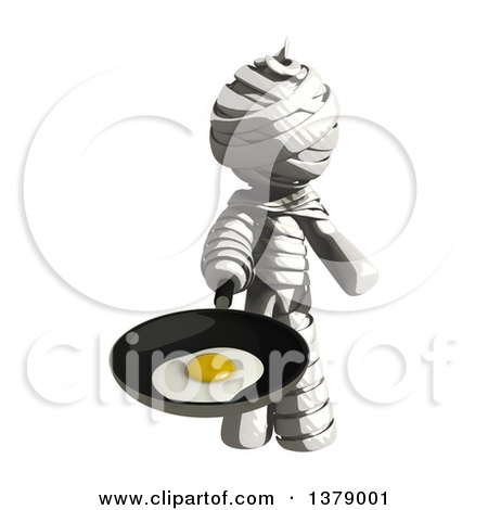 Clipart of a Fully Bandaged Injury Victim or Mummy Frying an Egg - Royalty Free Illustration by Leo Blanchette