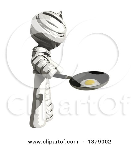 Clipart of a Fully Bandaged Injury Victim or Mummy Frying an Egg - Royalty Free Illustration by Leo Blanchette