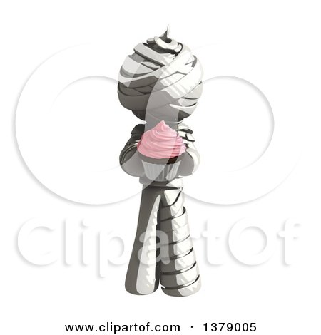 Clipart of a Fully Bandaged Injury Victim or Mummy with a Cupcake - Royalty Free Illustration by Leo Blanchette