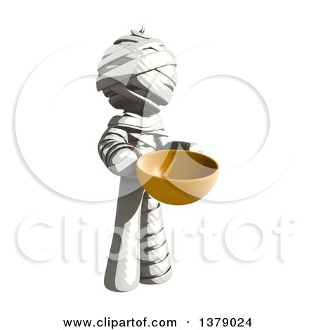 Clipart of a Fully Bandaged Injury Victim or Mummy Holding a Bowl - Royalty Free Illustration by Leo Blanchette