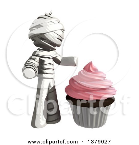 Clipart of a Fully Bandaged Injury Victim or Mummy with a Cupcake - Royalty Free Illustration by Leo Blanchette